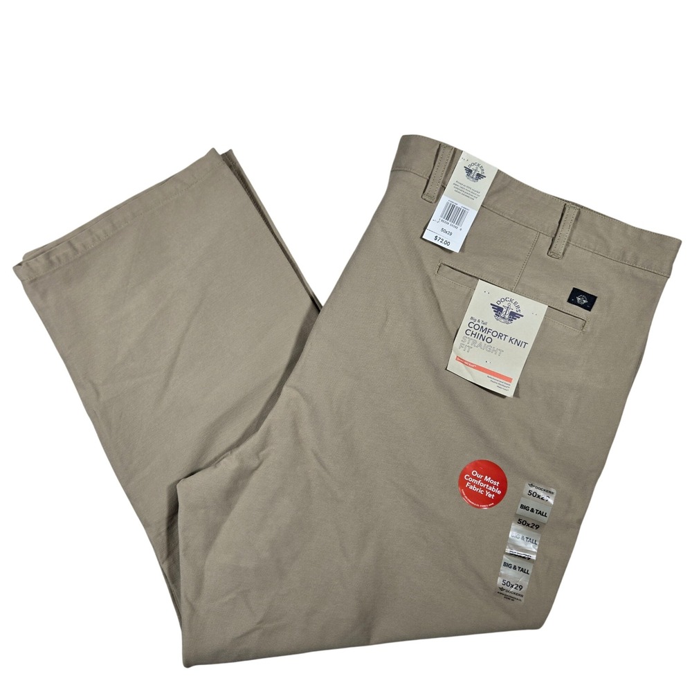 Dockers Big & Tall Comfort Knit Chino Straight Fit Khaki Pants Mens 50x29